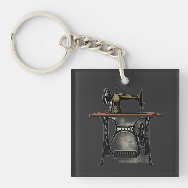 Vintage Antique Sewing Machine Key Ring (Front)