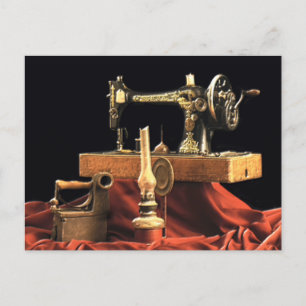 Vintage Antique Sewing Machine Postcard