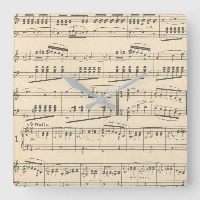 Vintage Antique Sheet Music Wall Clock (Front)