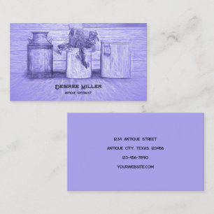 Vintage Antique Shop Purple Sketch Art Rustic Jugs Business Card