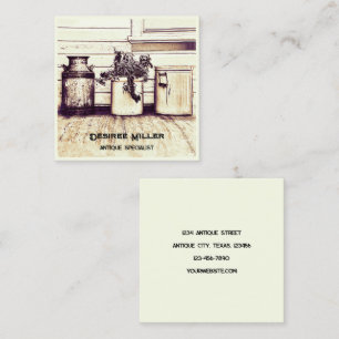 Vintage Antique Shop Sepia Rustic Country Jugs Bus Square Business Card