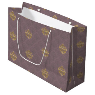 Vintage Antique Smoky Mauve Medallion Large Gift Bag
