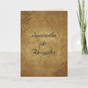 Vintage Antique Teastain Swirl Wedding Invitation