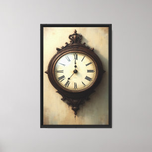 Vintage Antique Wall Clock Art Canvas Print