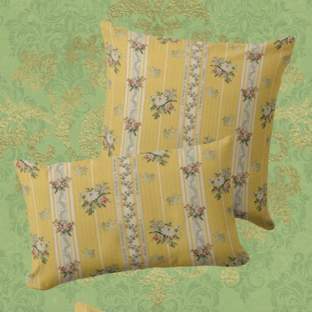 Vintage Antique Wallpaper Yellow  Cushion (Vintage antique wallpaper)