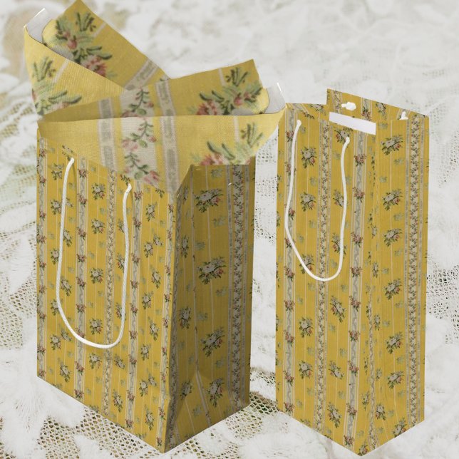 Vintage Antique Wallpaper Yellow  Medium Gift Bag (Vintage, feminine, romantic!)