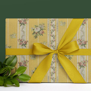 Vintage Antique Wallpaper Yellow  Wrapping Paper