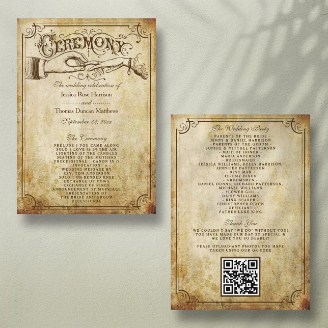 Vintage Antique Wedding Ceremony Program Templates (Creator Uploaded)