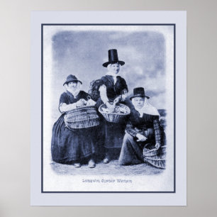 Vintage antique Welsh Oyster women Poster