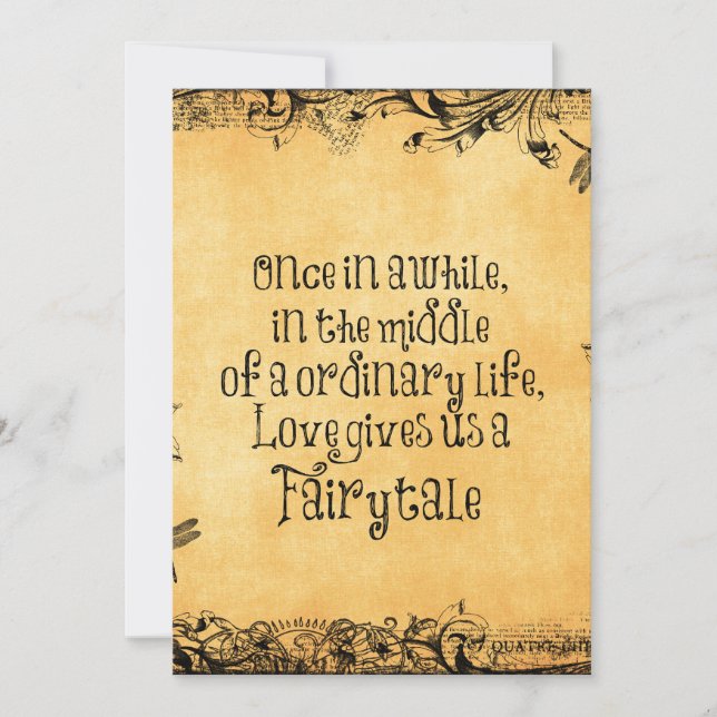 Vintage Antique with Love Quote Wedding Invitation (Front)