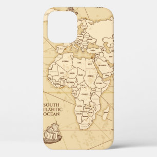 Vintage antique world map with countries boundarie iPhone 12 case