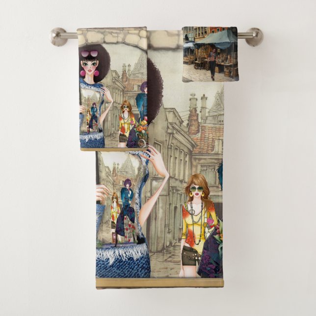 Vintage Anton Pieck Art Bath Towel Set (Insitu)