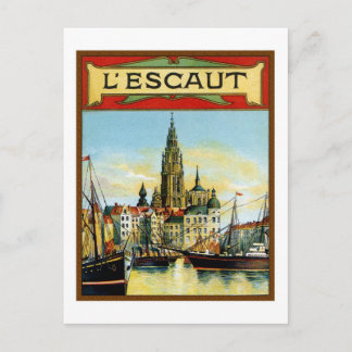 Vintage Antwerp port view advertising Postcard