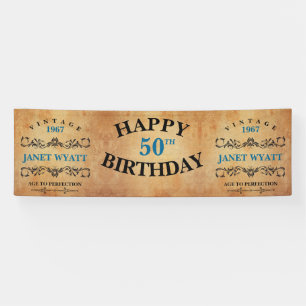 Vintage Any  Age Birthday Design Banner
