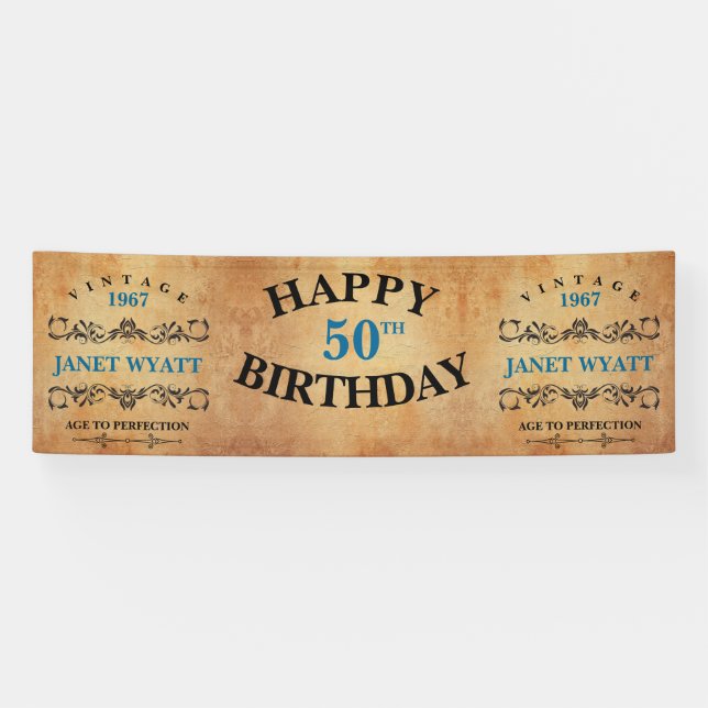 Vintage Any  Age Birthday Design Banner (Horizontal)