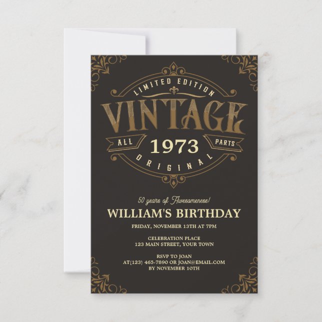 Vintage Any Age Handicraft Theme Invitation (Front)
