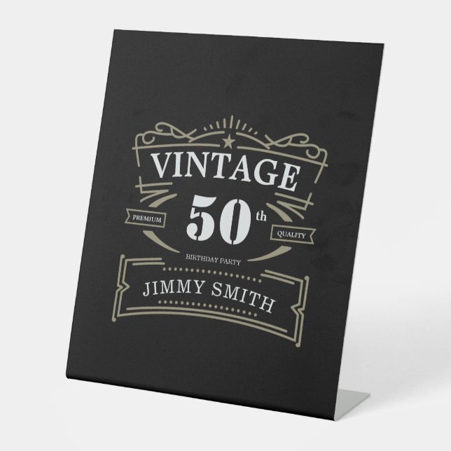 Vintage Any Age Rustic Theme Pedestal Sign (Front)