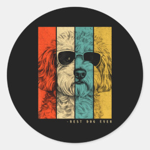 Vintage Ao Dog Mom Dad Kids Men Women  Classic Round Sticker