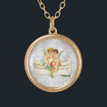 *~* Vintage AP40 Classic Angels Sheet Music Gold Plated Necklace<br><div class="desc">(search id AP40 for similar designs) Transfer to other products if you like. Vintage ROUND Gold NECKLACE with sweet classic art of 2 Angels sitting on sheet music and whispering some observations. * Energetically Enhanced Romantic Vintage Retro Antique Silver Glitter on faux Glitter diamond pave Background. The little angels care...</div>