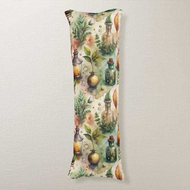 Vintage Apothecary Bottles Pattern (1) Body Cushion (Front Vertical)