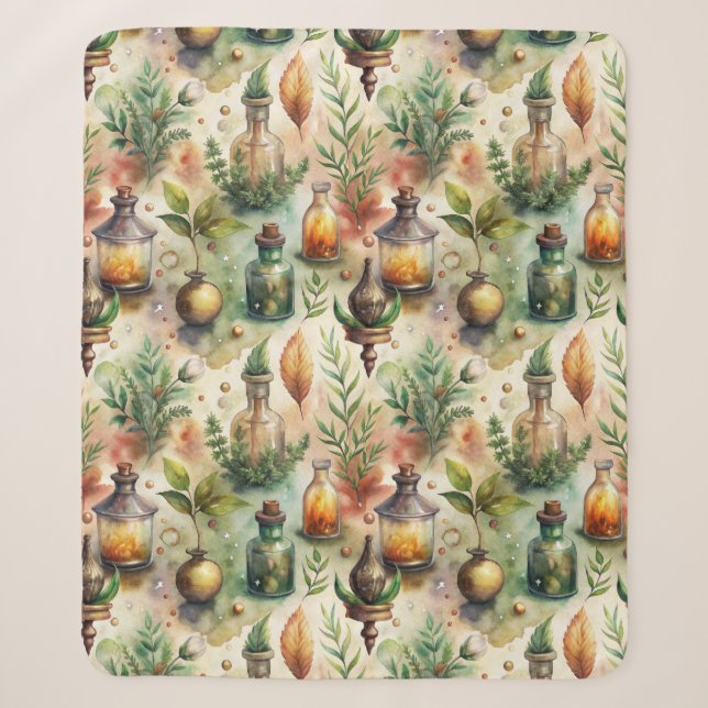 Vintage Apothecary Bottles Pattern (1) Sherpa Blanket (Front)