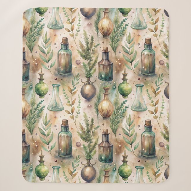 Vintage Apothecary Bottles Pattern (3) Sherpa Blanket (Front)