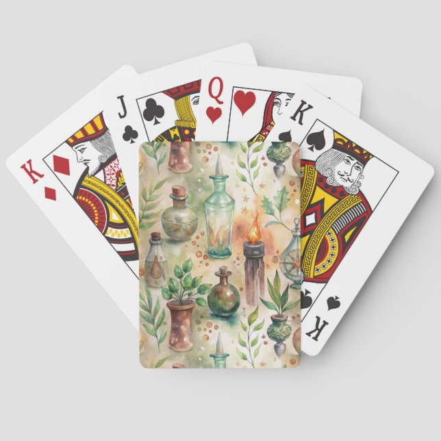 Vintage Apothecary Bottles Pattern (5) Playing Cards (Back)