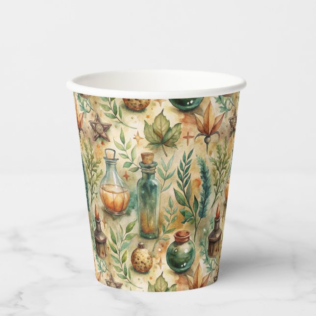 Vintage Apothecary Bottles Pattern (6) Paper Cups (Front)