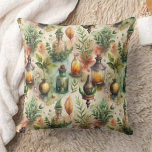 Vintage Apothecary Bottles Pattern Cushion
