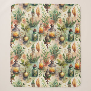 Vintage Apothecary Bottles Pattern Sherpa Blanket