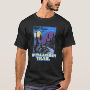 Vintage Appalachian Trail Night Scene Mountain Ret T-Shirt