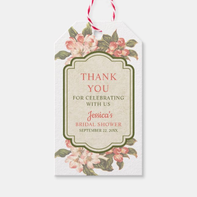 Vintage Apple Blossom Bridal Shower Gift Tag (Front)
