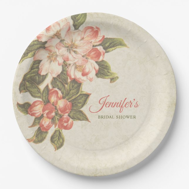 Vintage Apple Blossom  Bridal Shower Paper Plate (Front)