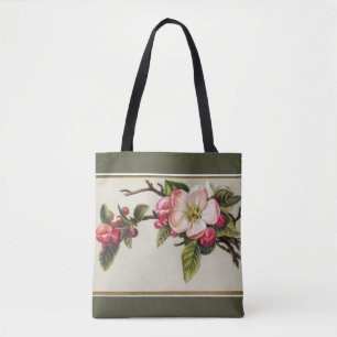 Vintage Apple Blossom Green Tote Bag