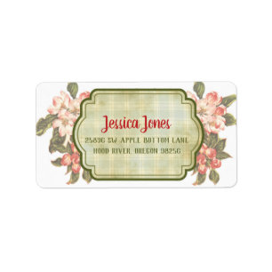 Vintage Apple Blossom & Plaid   Made with Love Label