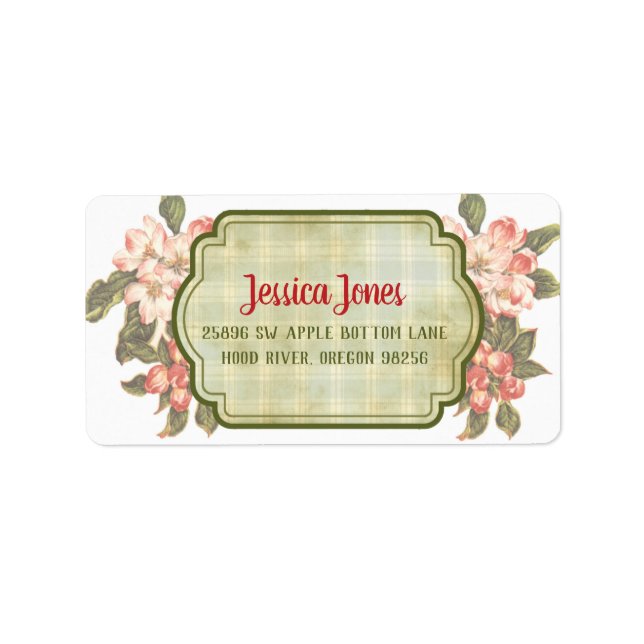 Vintage Apple Blossom & Plaid | Made with Love Label (Front)