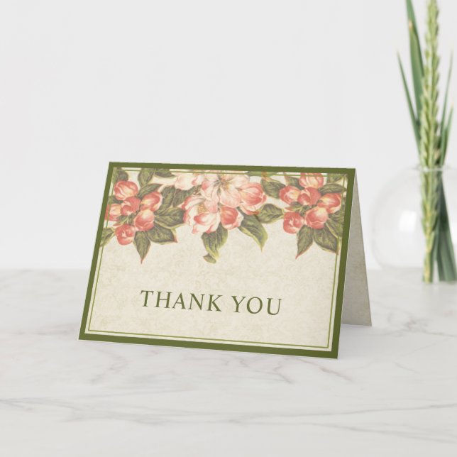 Vintage Apple Blossom Thank You Card (Front)