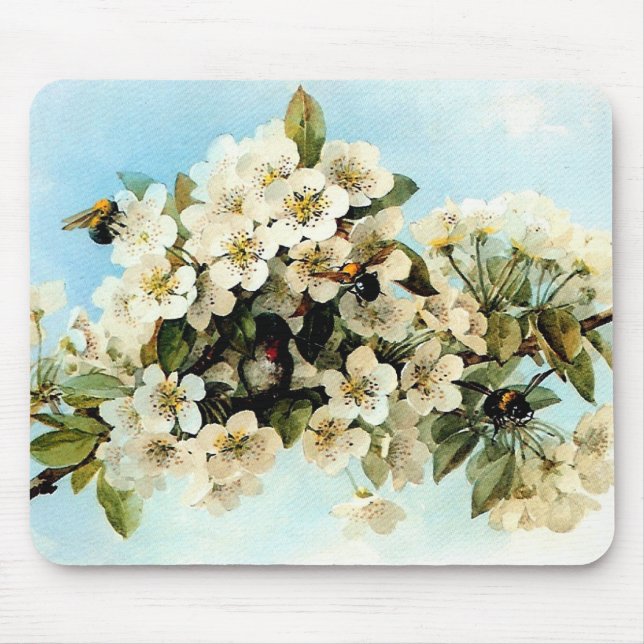 Vintage Apple Blossoms Mouse Pad (Front)