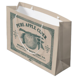 Vintage Apple Cider Label Western Bottling Company Large Gift Bag