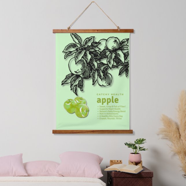 Vintage Apple Nutrition Educational Fruit Kitchen  Hanging Tapestry (Bedroom)