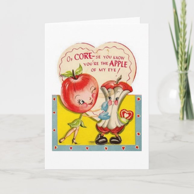 Vintage Apple Of My Eye Valentine's Day Card (Front)