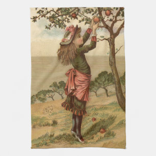 Vintage Apple Picking Tea Towel