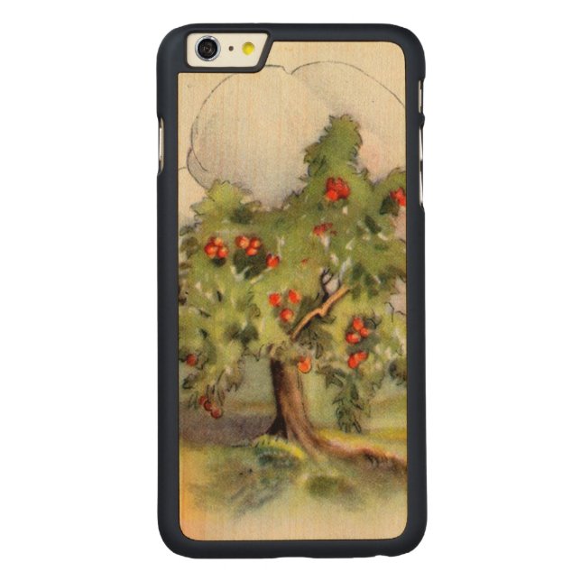 Vintage Apple Tree Carved Wood iPhone Case (Back)