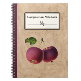 Vintage Apples on a Twig Personalised Composition Notebook
