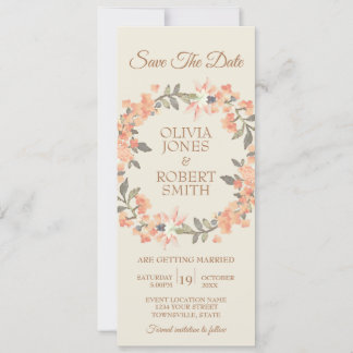 Vintage Apricot Floral Save The Date Invitation