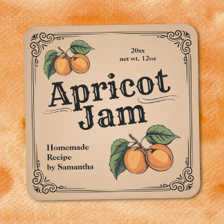 Vintage Apricot Jam Label Sticker