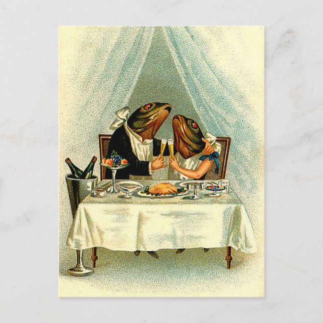 Vintage April Fish Romance, April Fools Day Postcard (Front)