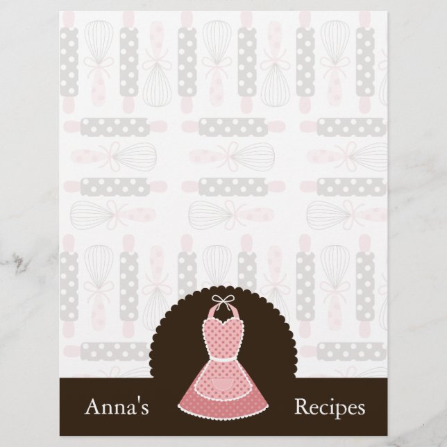 Vintage Apron with utensils Recipe Card (Front)