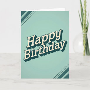 Vintage Aqua Birthday Card