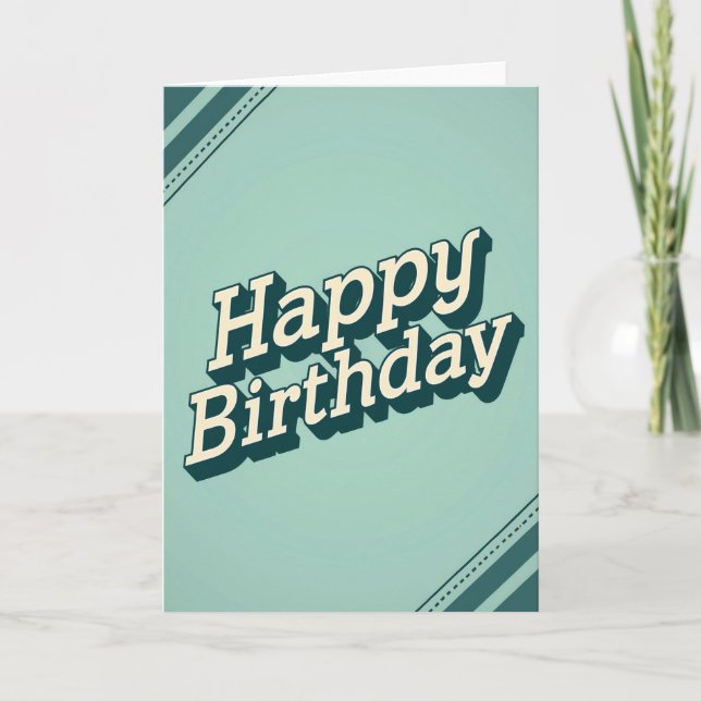 Vintage Aqua Birthday Card (Front)